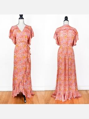 🦋LAST🦋 NWT Bali ELF Carmen Wrap Maxi Dress, Rose Birds, Size XXXL